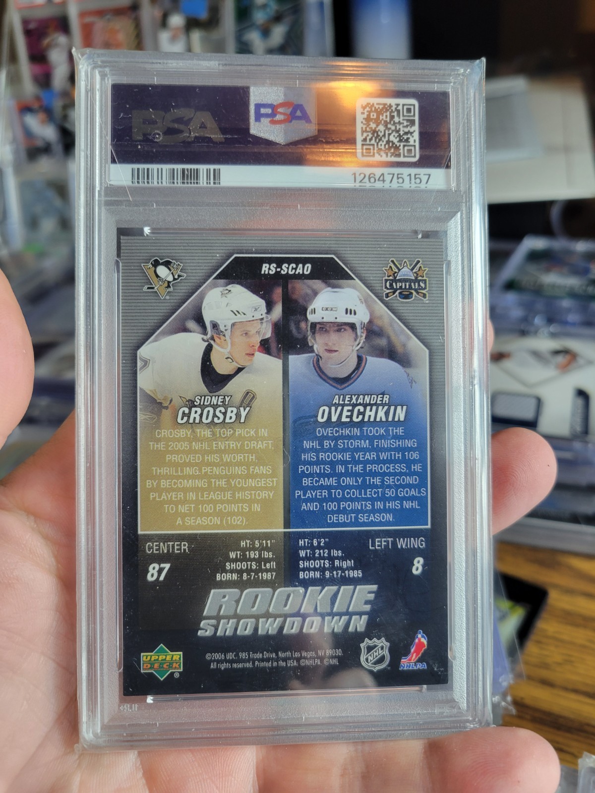 Upper Deck 2005-06 Rookie Showdown Sidney Crosby/Alex Ovechkin RC Insert RS-SCAO view 2