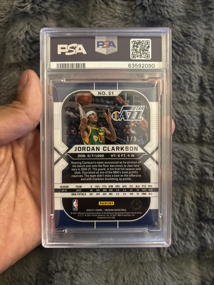 Grabado eléctrico Obsidian 2023 Contra Jordan Clarkson PSA Gem Mt 10 (primero en impresión) Foto 2 de 2