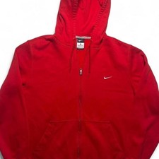 Vintage Red Nike Swoosh Full Zip Hoodie Large/XL
