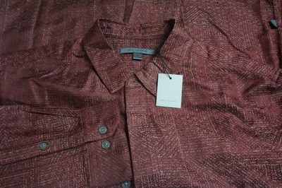 John Varvatos Brick Red Black Paisley Long Sleeved Button Up Shirt M Brand New 