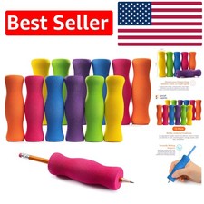 Ergonomic Pencil Grips for Comfort - 12 Reusable Colorful Holders for All Ages