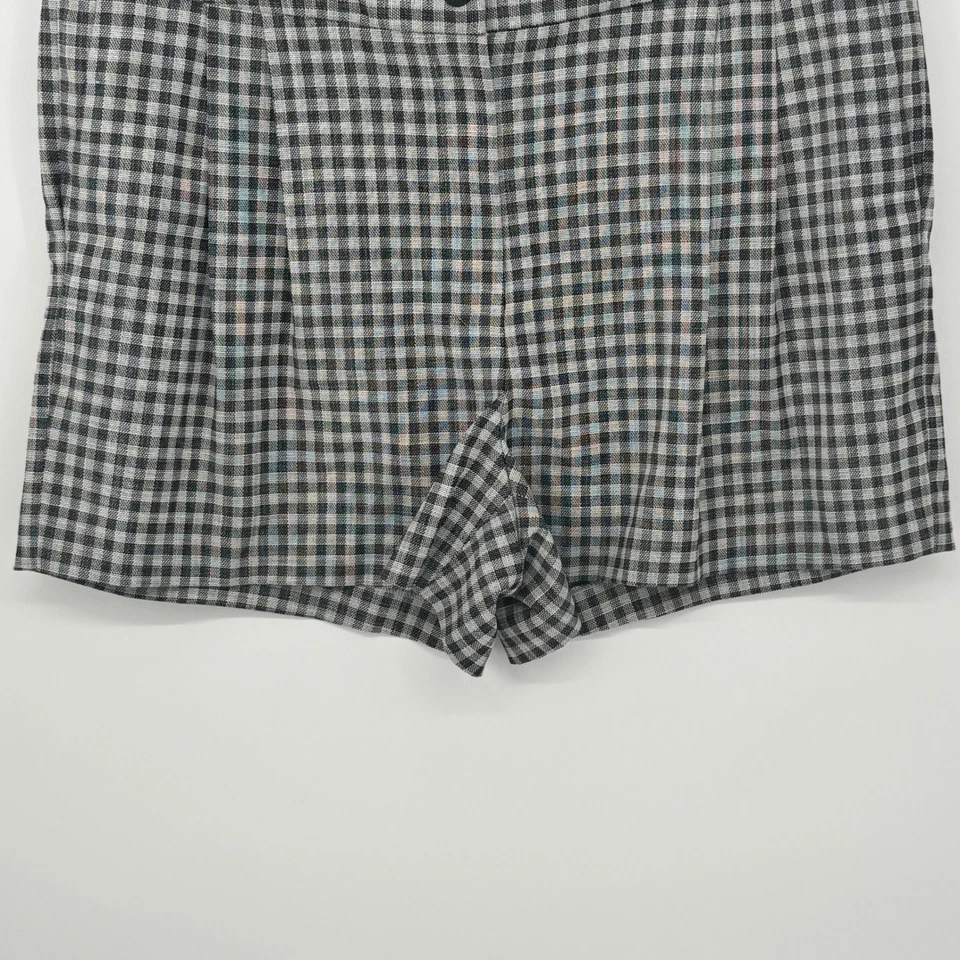 Pantalones cortos plisados de guinga DKNY para mujer negro blanco talla 16 Foto 3 de 4