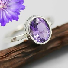 African Amethyst Gemstone 925 Sterling Silver Handmade Jewelry Ring Gift For