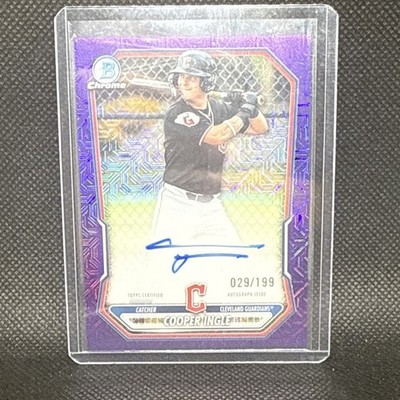 2025 Bowman Chrome Cooper Ingle Purple Mojo Auto /199 On Card MLB Cleveland 