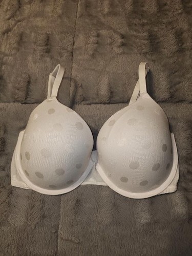 Victoria's Secret PINK White Polka Dot Bra Size 34DD