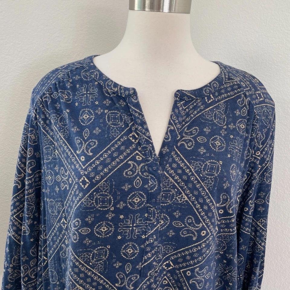 Camisa boho túnica manga 3/4 cuello en V manga 3x Lucky Brand para mujer Plus Foto 2 de 4