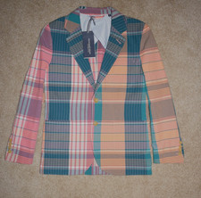 New Boys Vineyard Vines Madras Blazer Sz 12 Cayman Plaid Button Front Jacket