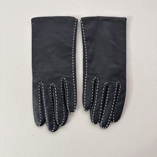 Preston And York Black Leather Gloves Women  s Size Small Contrasting Stitch
