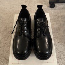 Alexander McQueen Men's Black Leather Derby Dress Shoes Lace-Up Logo Accent 10