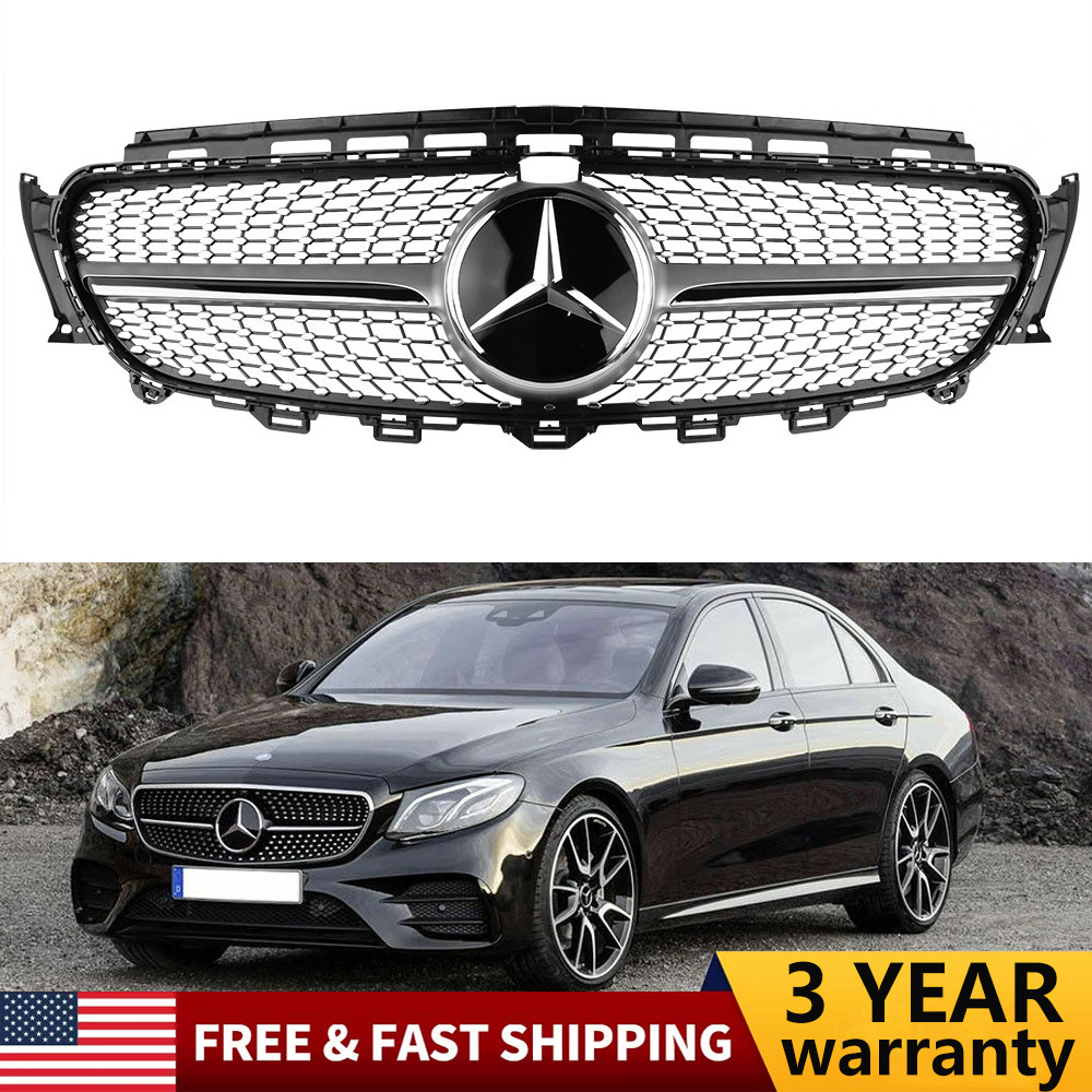For Mercedes Benz W213 E200 E250 E300 Grill 2016 2017 18 19 2020 Grille w/Emblem