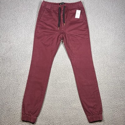 ZANEROBE SURESHOT MEN'S JOGGERS BURGUNDY SIZE 30 PANTS DRAWSTRINGS NWT