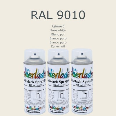 3 x Dekolack Spraydose 400 ml RAL 9010 Reinweiß Pure white Blanc pur Blanco puro