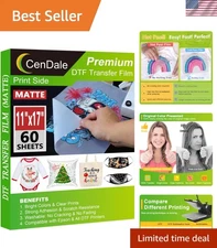 Durable 11x17 Double-Sided Matte DTF Transfer Film - 60 Sheets for DIY Projects