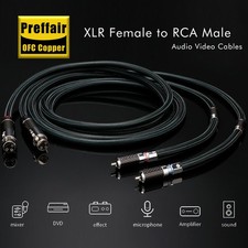 HiFi 2 RCA Male To 2 XLR Fmale Cable OFC Copper Silver Plated loudspeaker wire