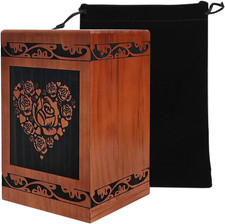 Wooden Urns Wooden Carved Love Rose Urns Box Cremation Urn Pets Cat Dog Urn Adul