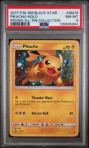 2017 POKEMON SM PROMO SHINING LEGENDS PIN COLLECTION PIKACHU-HOLO PSA 8