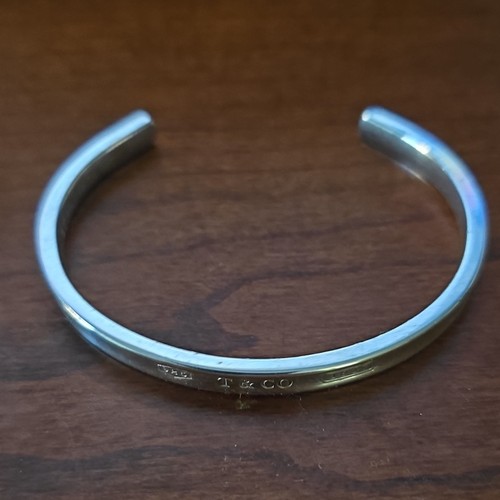 Tiffany & Co 1837 Cuff Bracelet 925 Sterling Silver Narrow 19g Authentic