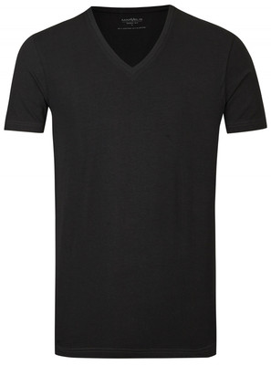 Marvelis T-Shirt Doppelpack Body Fit V-Ausschnitt schwarz