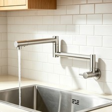 Commercial Pot Filler Faucet Wall Mount Stove Faucet with Double Joint Swing Arm