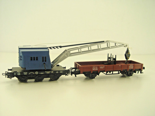 Kranwagen  Krupp in blau  mit Schutzwagen - Märklin HO - #1875  #E - gebr. | Condition: Gebraucht