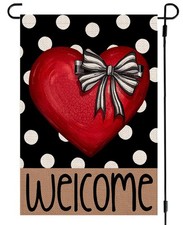 ARGOOFG Valentines Day Welcome Garden Flag 12x18 Inch Double Sided Outside Po...