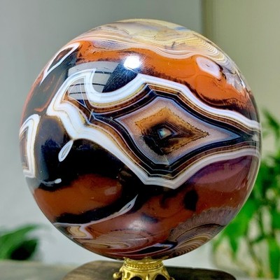1.19LB  Natural red stripe agate sphere Crystal Ball Madagascar mineral