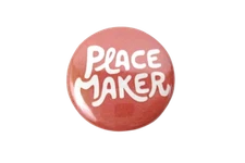 Metal Peace Maker Button Pin Back Light Red Background Collectible