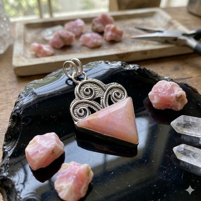 Pink Opal Gemstone Fancy Shape Vintage Handmade Jewelry Pendant 2.2'' AAP-1198