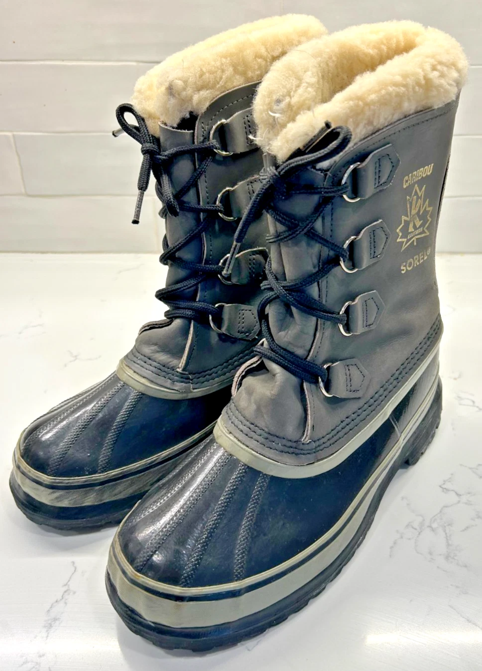 Sorel Caribou Kaufman Snow Wool Winter Rain Boot Gray Mens 11 Waterproof