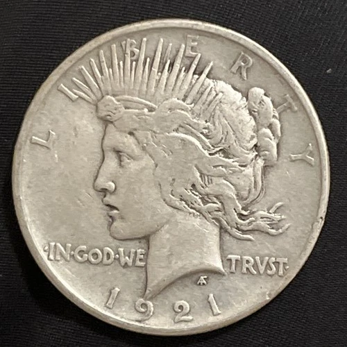 1921 Peace Silver Dollar $1 High Relief Coin VF/XF Details (cleaned?)