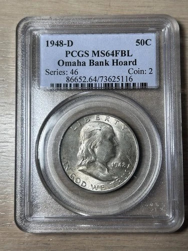 1948 D Franklin Half Dollar PCGS MS 64 FBL Full Bell Lines