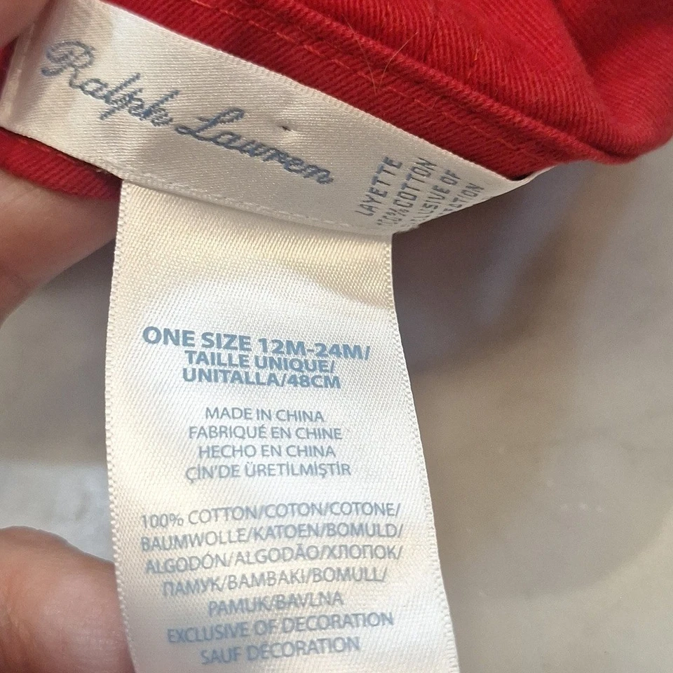 Polo Ralph Lauren Niños Rojo Gorra Sombrero 12 Meses - 24 Meses Unisex Azul Pony Preppy Foto 2 de 4
