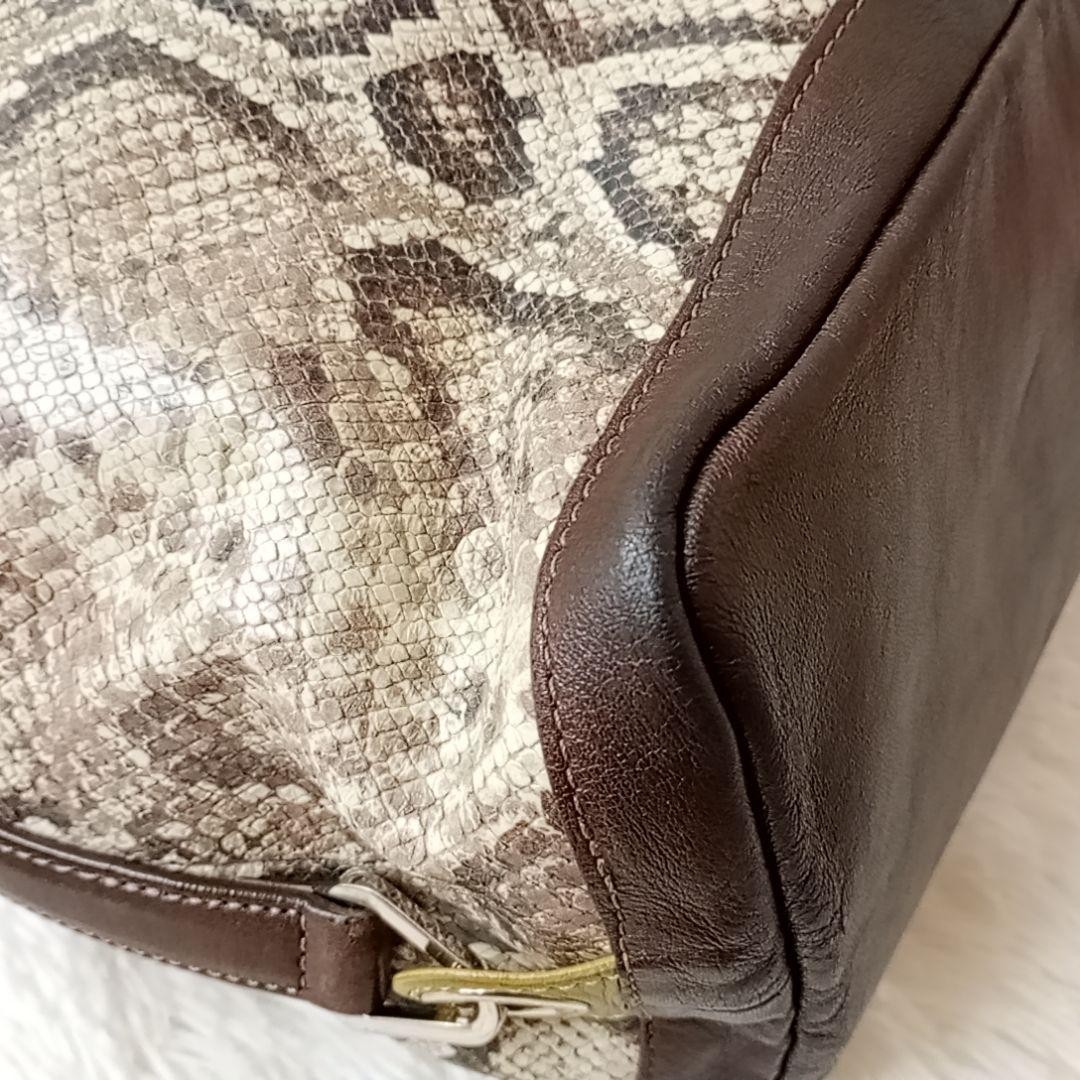 Super Rare Longchamp Tote Bag Python Pattern Genu… - image 11