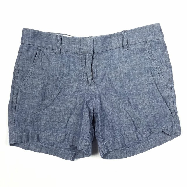 J.Crew 5" Chambray Denim Shorts Size 2 light blue 100 cotton style