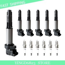 6pcs Ignition Coils for BMW 325i 525i 745i X3 X5 with 6pcs Iridium Spark Plugs