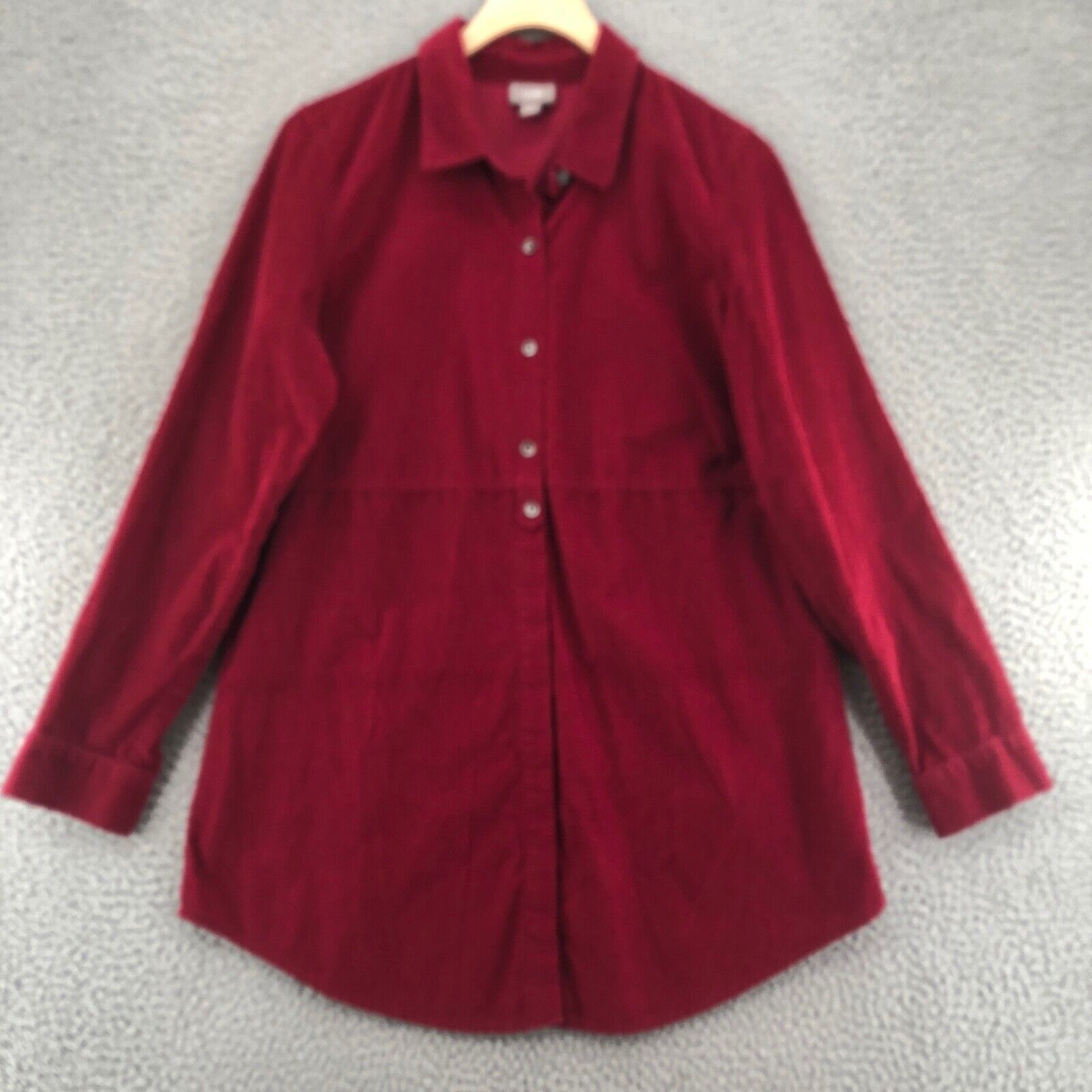 J Jill Shirt Womens Medium Red Corduroy Button Co… - image 1