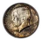 1964 50c Kennedy Half Dollar - Violet Rainbow Toning - BU - SKU-H3171