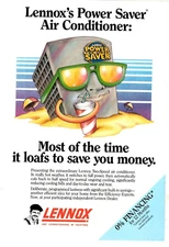1987 Print Ad Lennox Power Saver Air conditioner Most of the time it loafs Illus