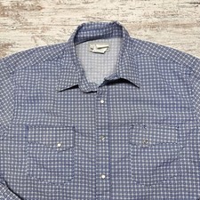 Wrangler Shirt Mens Large Blue Geometric Western Rodeo Pearl Snap Long Sleeve