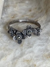 Vintage Blooming Flower Sterling Silver Ring Size 6