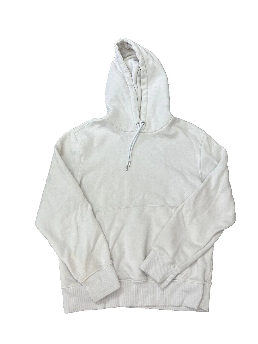 Plain White Pullover String Hoodie Unisex Adults Size Small With Pockets
