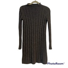 Madewell Womens Size XS Gray Donegal Sweater Dress Ribbed Mock Neck Speck Wool