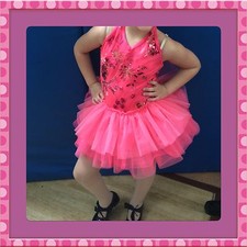 Beautiful Pink Ballet recital dress With Hair Clip Size MC Fits 6yr old