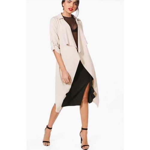 Boohoo Jenna Waterfall Belted Duster Jacket Size L