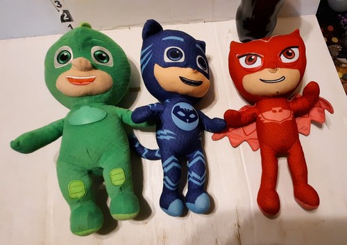 3 x 14-Inch PJ Masks Soft Toys - 1 Talking and 2 Light-Up Characters