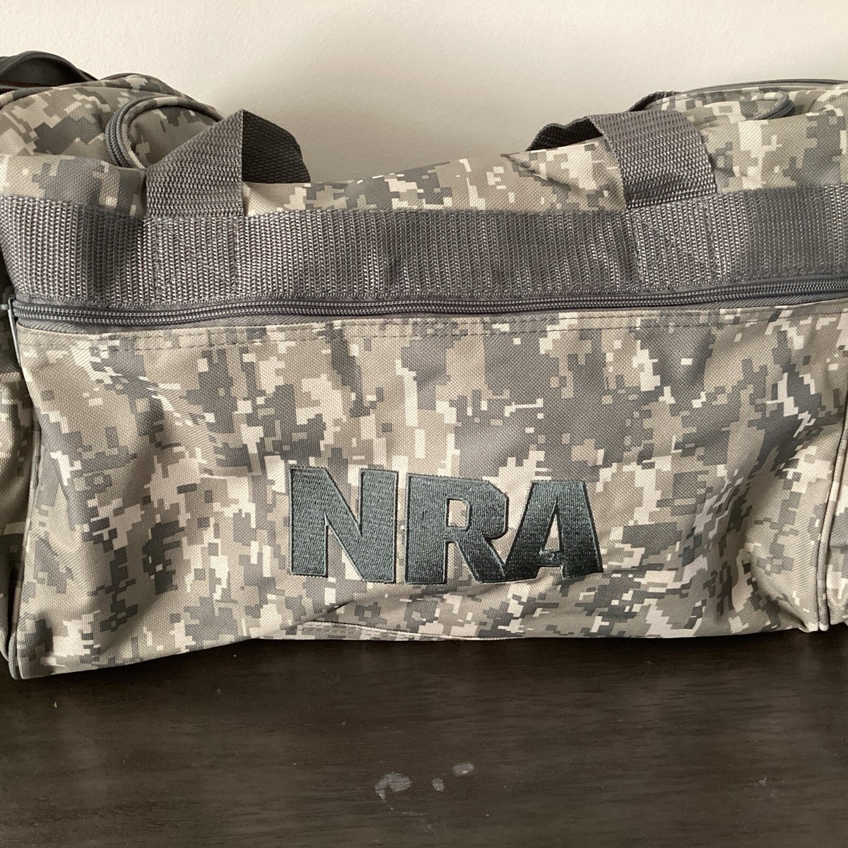 Nra Camouflage Nra Black And Gold Duffle Bag Nra Duffle Bag Top