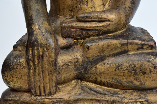 18th Century, Shan, Antique Burmese Wooden Seated Buddha - Picture 4 of 14