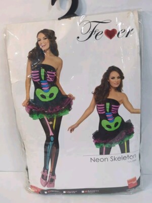 NWOT Women's Halloween Costume Neon Skeleton Tutu Dress Size XS US 2-4