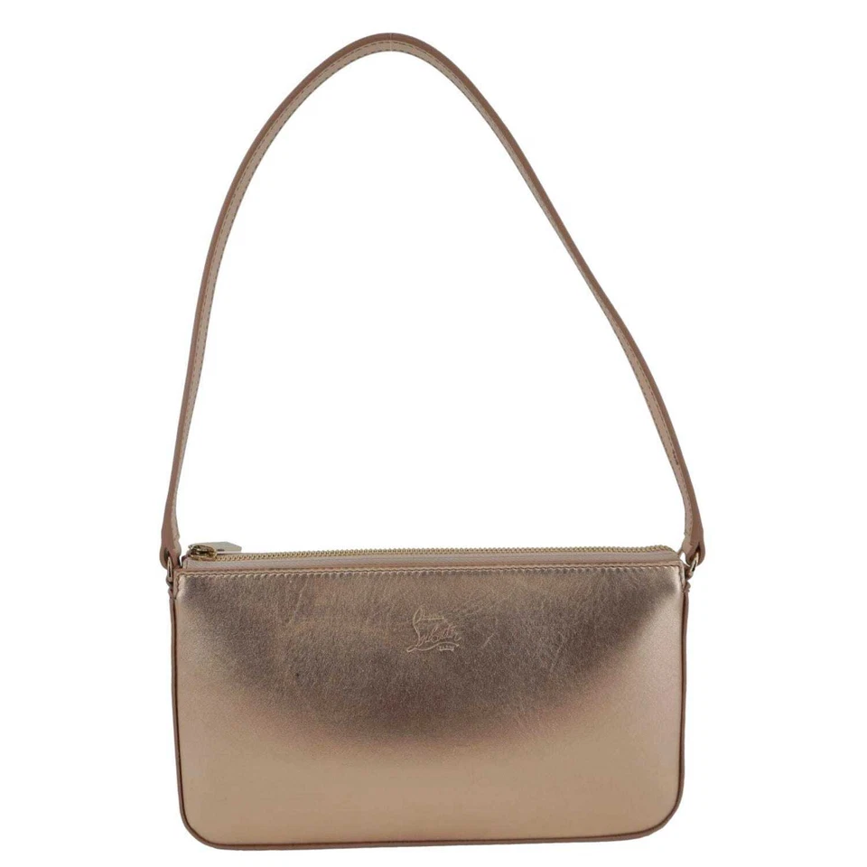 CHRISTIAN LOUBOUTIN Loubila Metallic Nappa Leather Tote Bag Leche