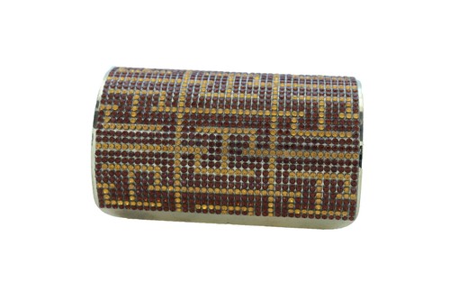 Women Long Cuff Bracelet Gold Metal Sparkling Brown Bling Geometric Collection - Picture 6 of 12